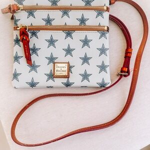 Dooney & Bourke Dallas Cowboys Crossbody Bag with Brown Leather Strap